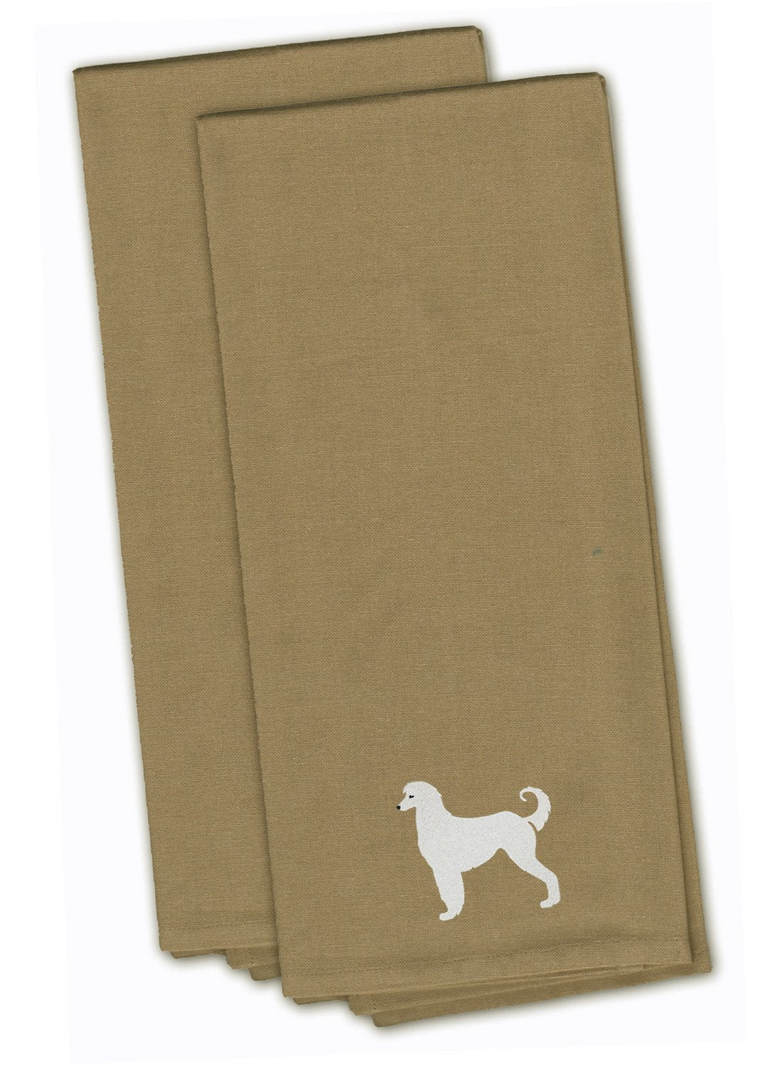 Afghan Hound Tan Embroidered Towel Set of 2 Decorative Bathroom Guest Hand Towel for Hand, Face, Tea, Dishcloth, 19 X 25, Tan