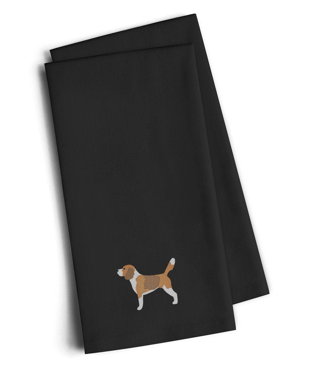 Beagle Black Embroidered Towel Set of 2 Decorative Bathroom Guest Hand Towel for Hand, Face, Tea, Dishcloth, 19 X 25, Black