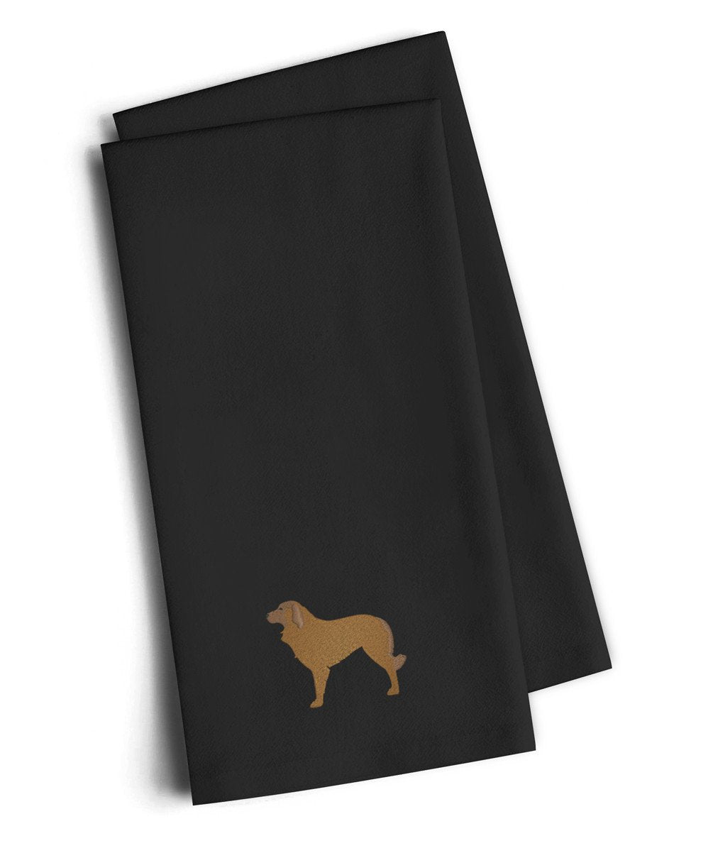 Portuguese Sheepdog Dog Black Embroidered Towel Set of 2 Decorative Bathroom Guest Hand Towel for Hand, Face, Tea, Dishcloth, 19 X 25, Black