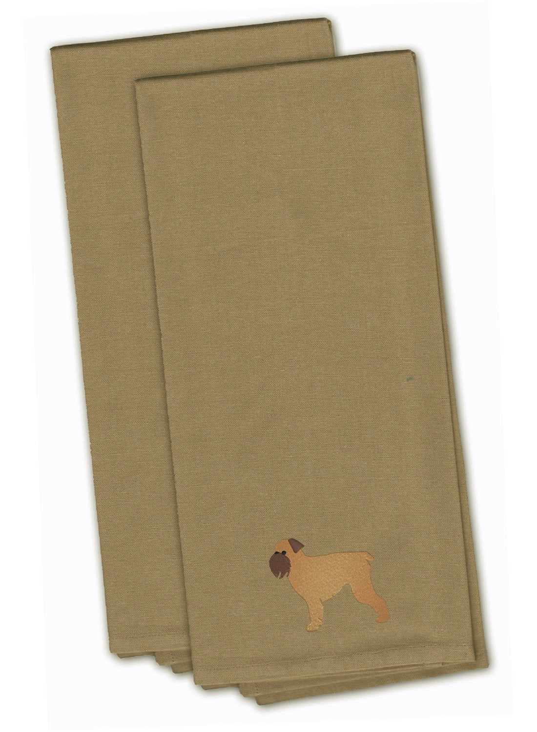 Brussels Griffon Tan Embroidered Towel Set of 2 Decorative Bathroom Guest Hand Towel for Hand, Face, Tea, Dishcloth, 19 X 25, Tan