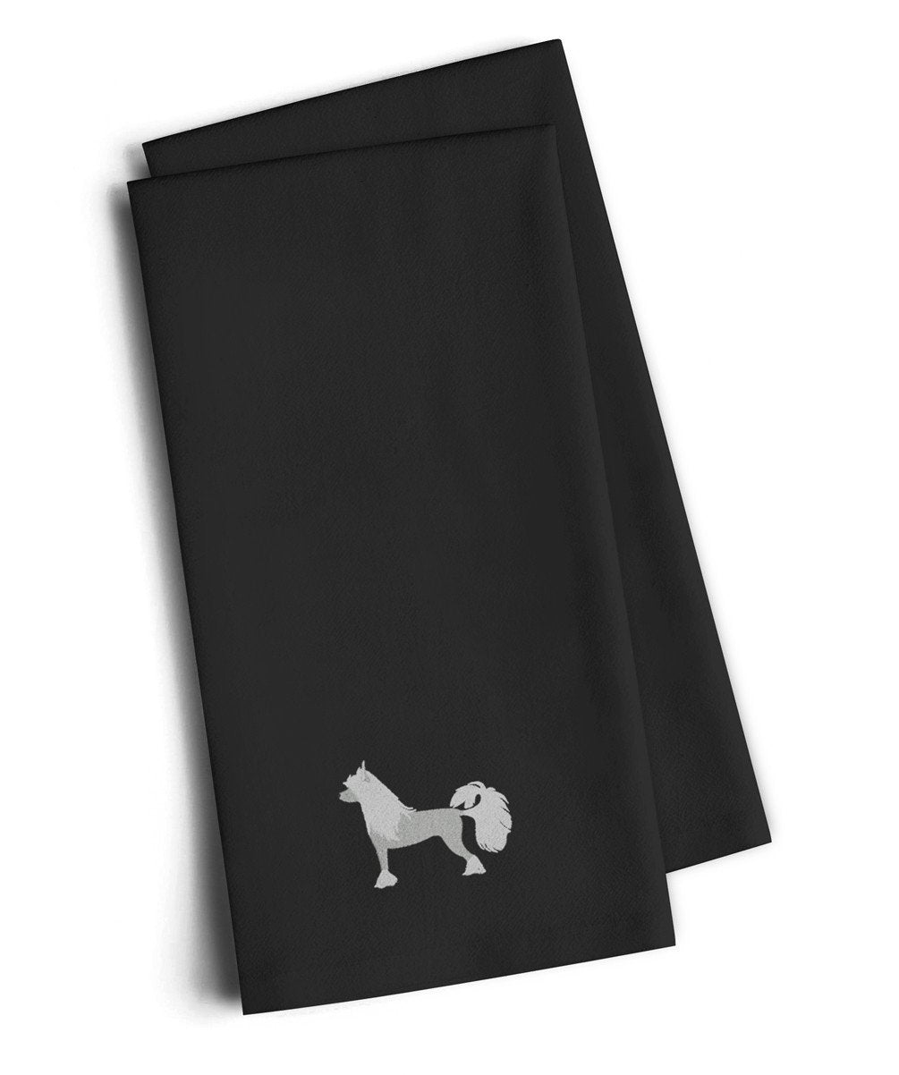 Chinese Crested Black Embroidered Towel Set of 2 Decorative Bathroom Guest Hand Towel for Hand, Face, Tea, Dishcloth, 19 X 25, Black