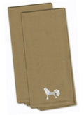 Chinese Crested Tan Embroidered Towel Set of 2 Decorative Bathroom Guest Hand Towel for Hand, Face, Tea, Dishcloth, 19 X 25, Tan