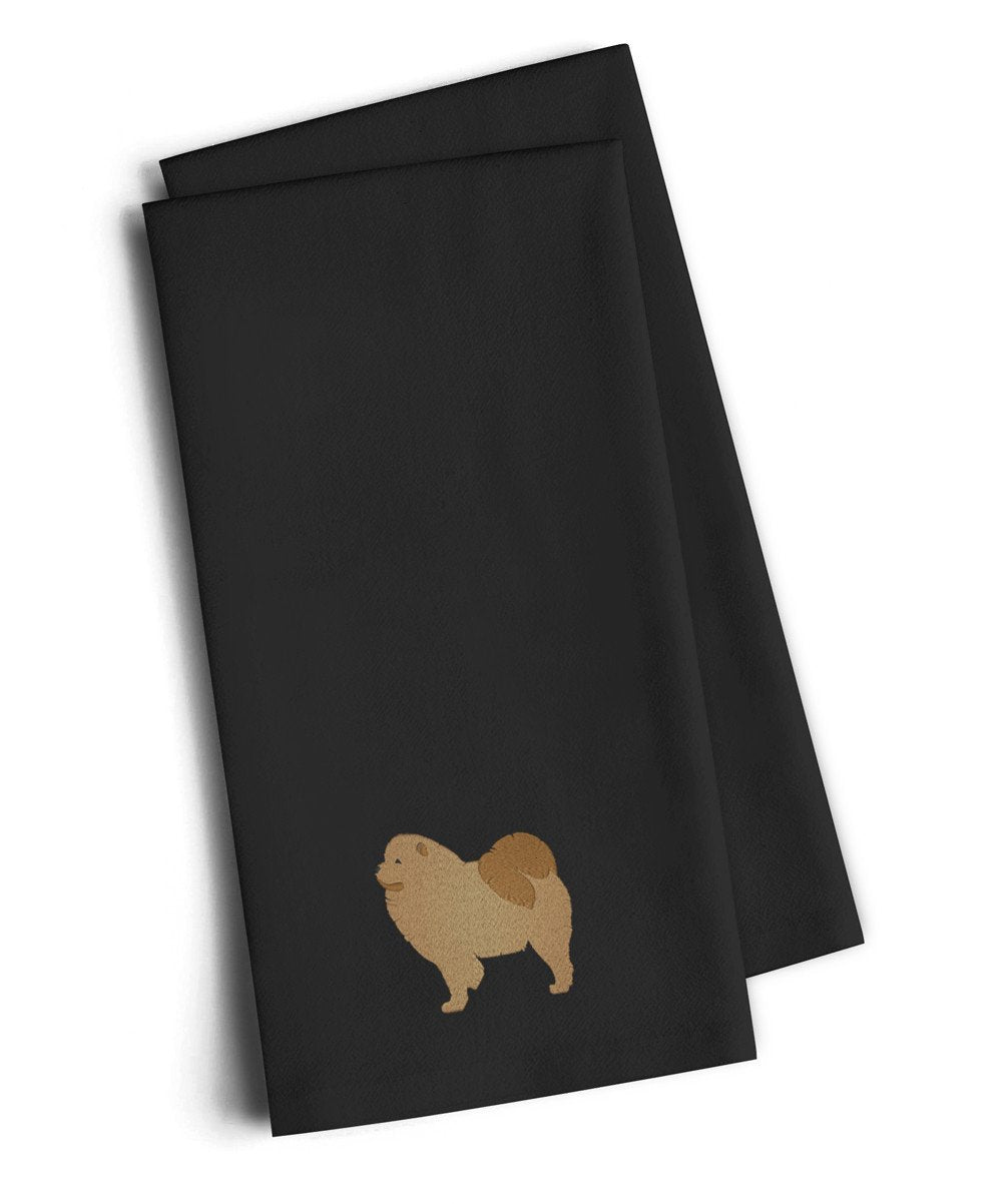 Chow Chow Black Embroidered Towel Set of 2 Decorative Bathroom Guest Hand Towel for Hand, Face, Tea, Dishcloth, 19 X 25, Black