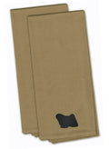 Puli Tan Embroidered Towel Set of 2 Decorative Bathroom Guest Hand Towel for Hand, Face, Tea, Dishcloth, 19 X 25, Tan
