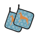 Winter Snowflake Pharaoh Hound Pot Holder Set of 2 Heat Resistant Quilted Hot Pads 7.5 x 7.5 Inch, Insulated Kitchen Trivets for Cooking & Baking