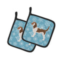 Winter Snowflake Grand Basset Griffon Vendeen Pot Holder Set of 2 Heat Resistant Quilted Hot Pads 7.5 x 7.5 Inch, Insulated Kitchen Trivets for Cooking & Baking