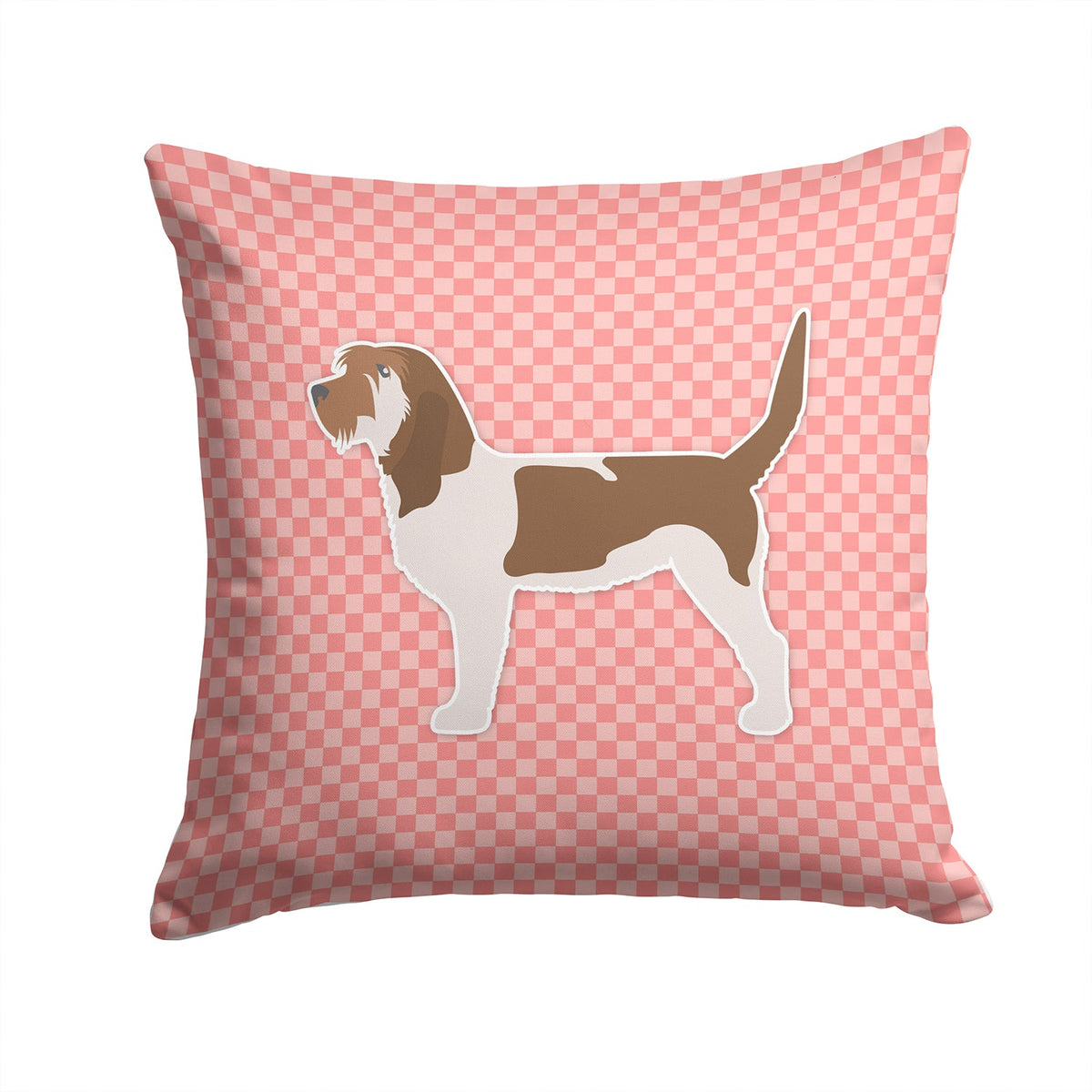 Grand Basset Griffon Vendeen Checkerboard Pink Decorative Throw Pillow 14x14 Indoor Outdoor Accent Cushion, Fabric Cover with Insert for Sofa, Bed, Porch & Living Room