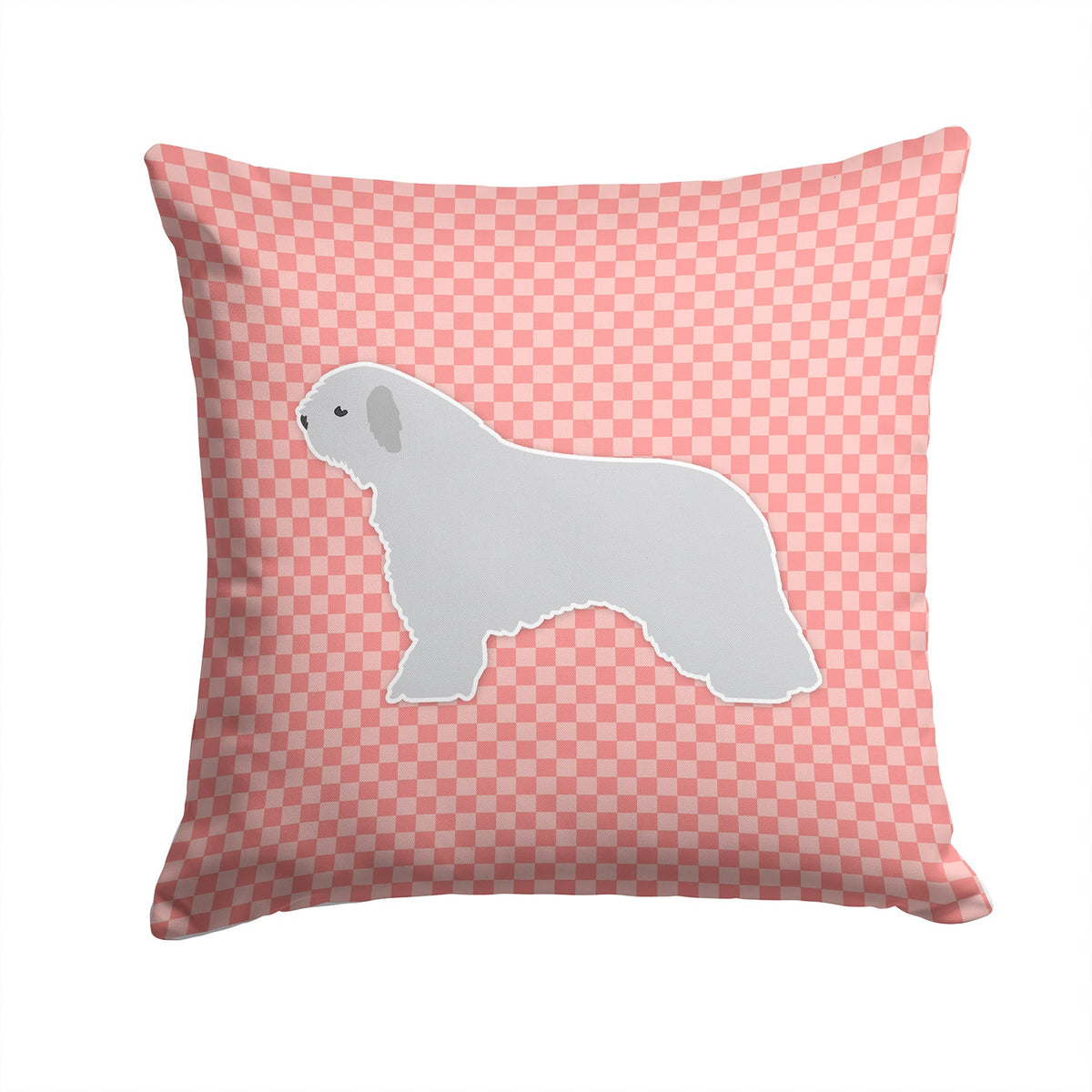 Spanish Water Dog Checkerboard Pink Decorative Throw Pillow 14x14 Indoor Outdoor Accent Cushion, Fabric Cover with Insert for Sofa, Bed, Porch & Living Room