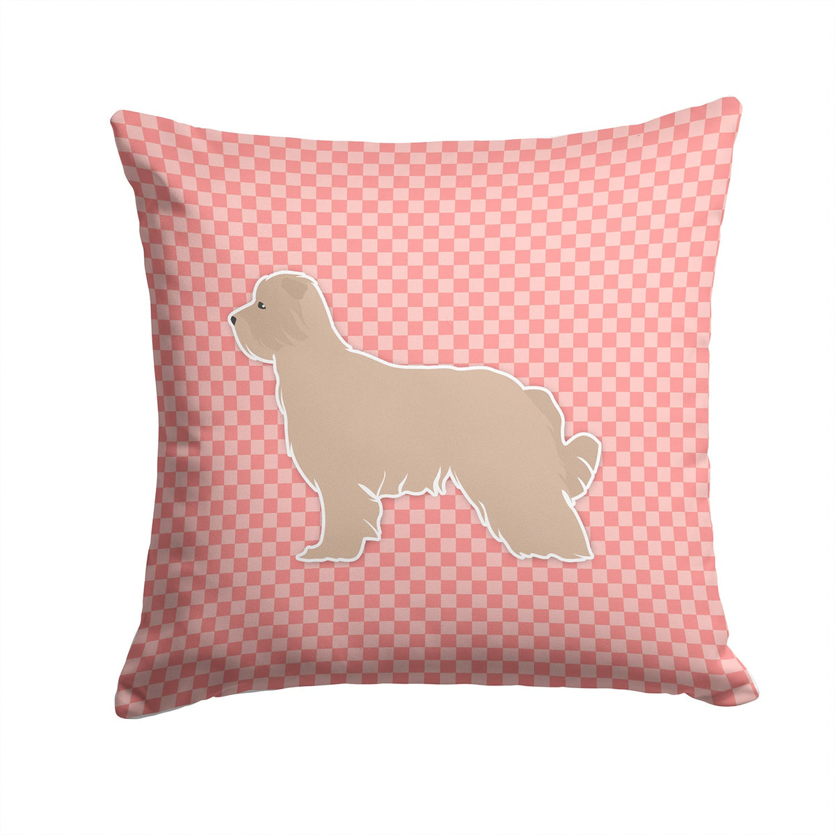 Pyrenean Shepherd Checkerboard Pink Decorative Throw Pillow 14x14 Indoor Outdoor Accent Cushion, Fabric Cover with Insert for Sofa, Bed, Porch & Living Room