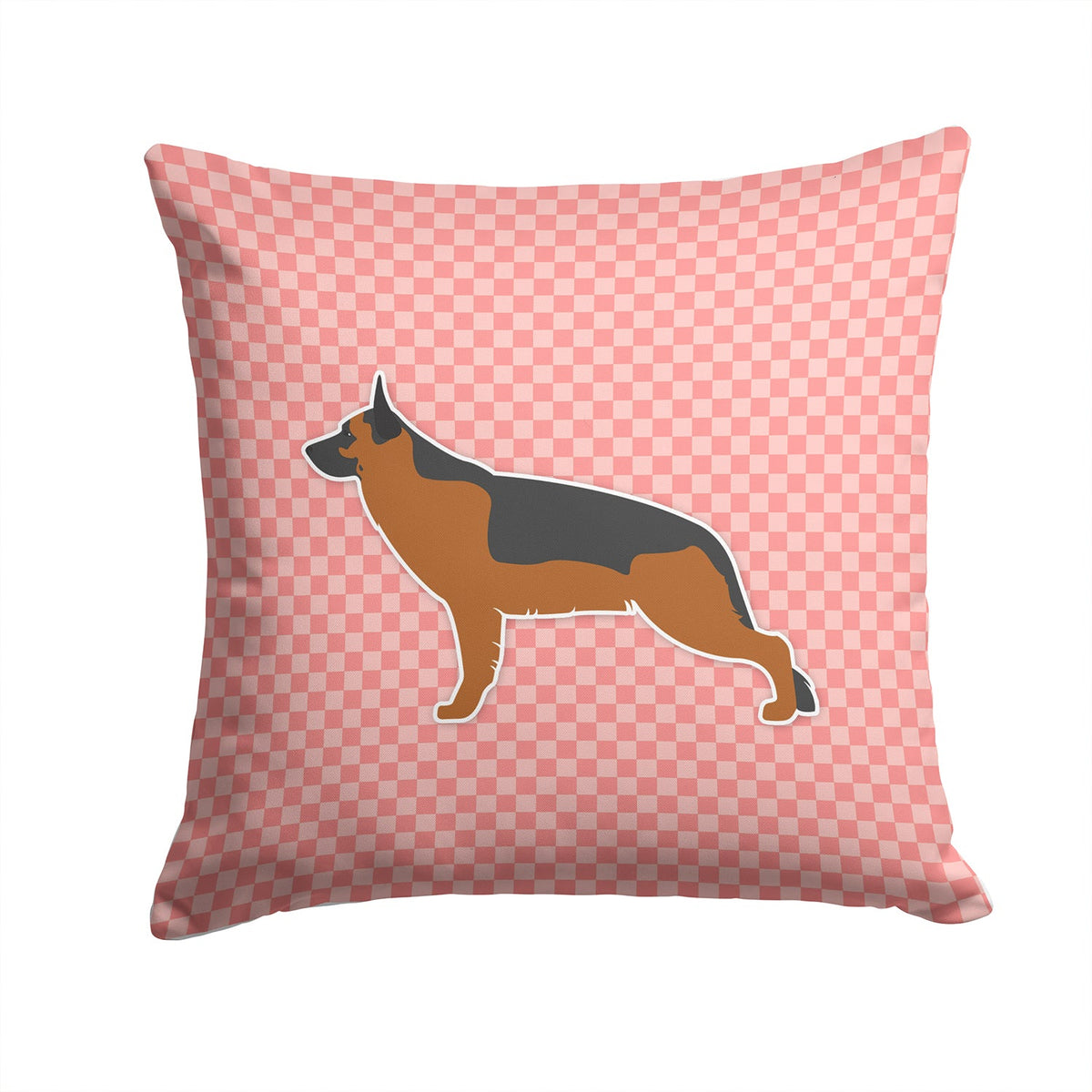 German Shepherd Checkerboard Pink Decorative Throw Pillow 14x14 Indoor Outdoor Accent Cushion, Fabric Cover with Insert for Sofa, Bed, Porch & Living Room