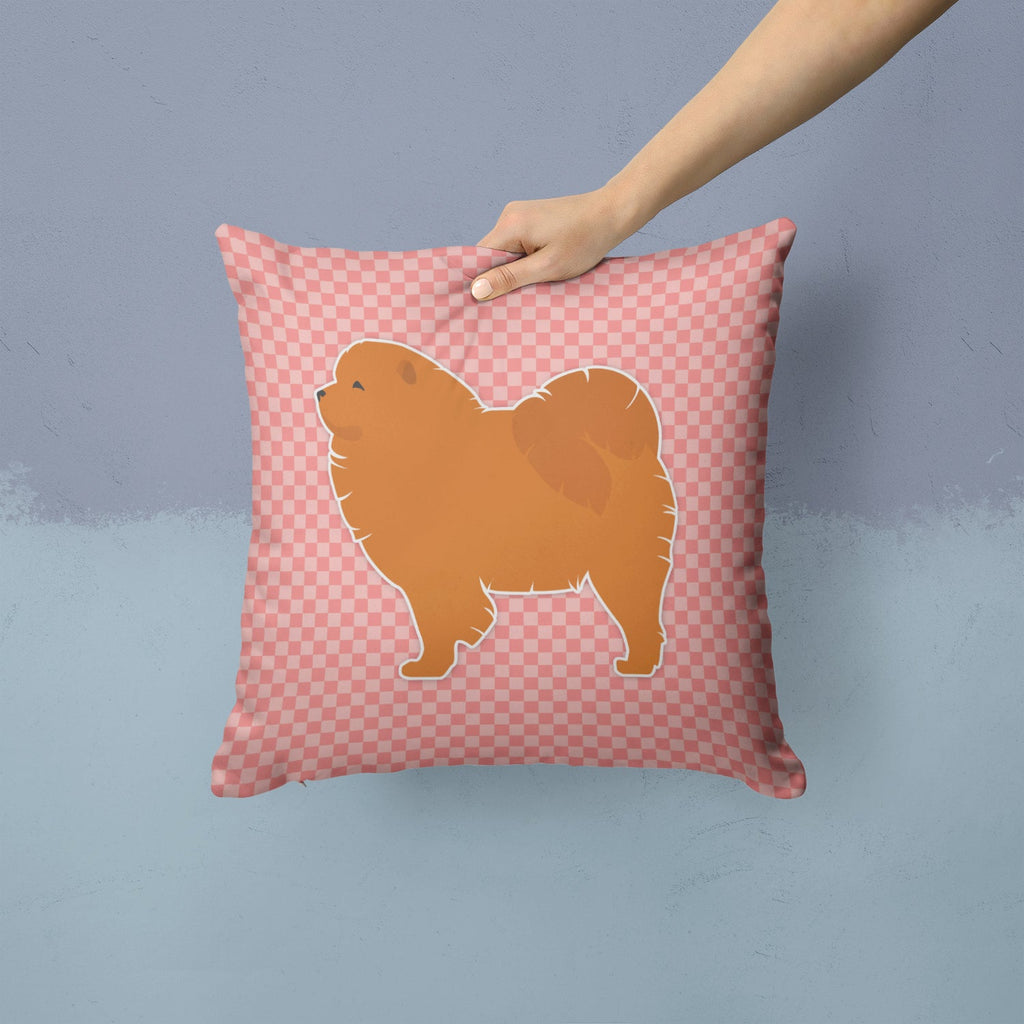 Chow Chow Checkerboard Pink Decorative Throw Pillow 14x14 Indoor Outdoor Accent Cushion, Fabric Cover with Insert for Sofa, Bed, Porch & Living Room