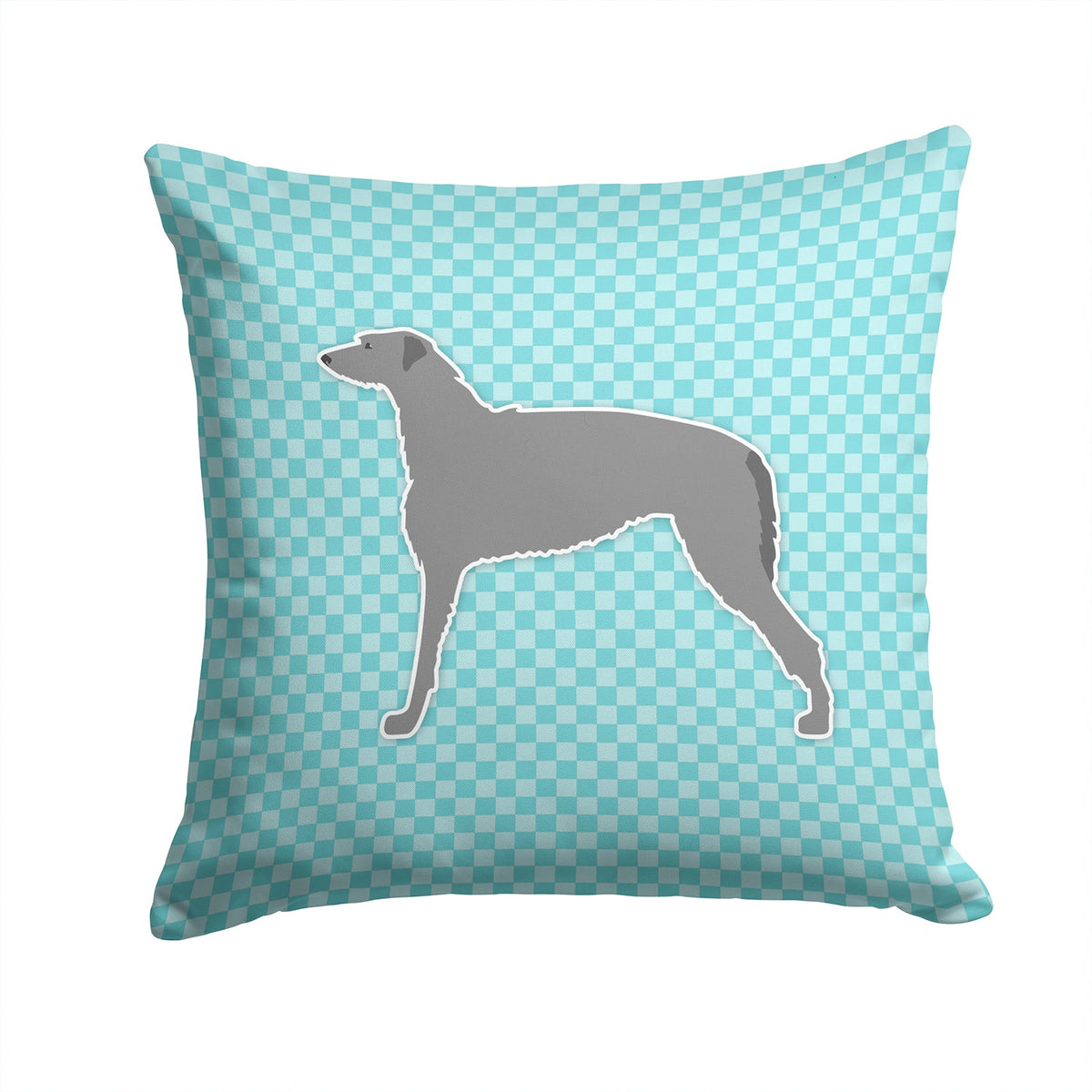 Scottish Deerhound  Checkerboard Blue Decorative Throw Pillow 14x14 Indoor Outdoor Accent Cushion, Fabric Cover with Insert for Sofa, Bed, Porch & Living Room
