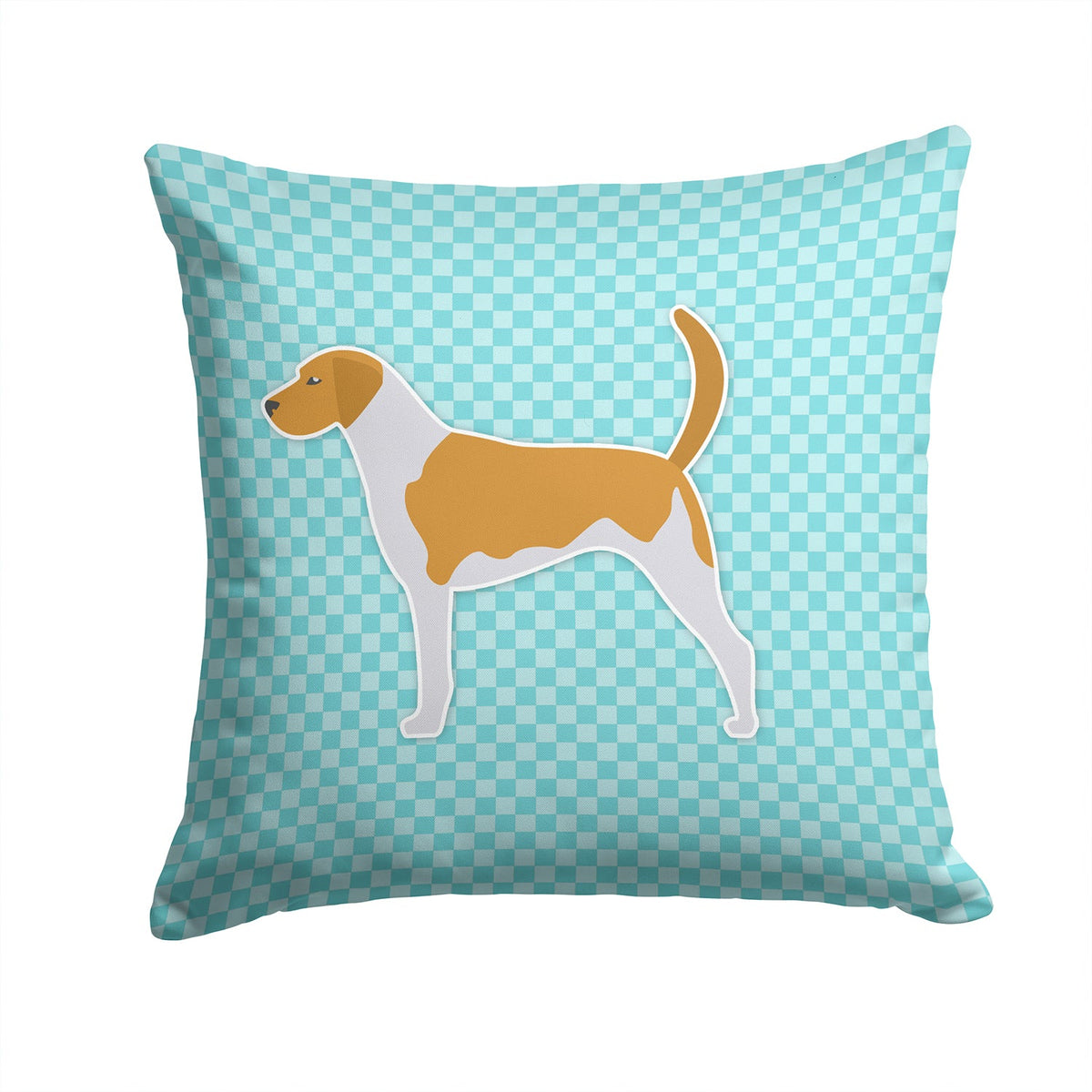 American Foxhound  Checkerboard Blue Decorative Throw Pillow 14x14 Indoor Outdoor Accent Cushion, Fabric Cover with Insert for Sofa, Bed, Porch & Living Room