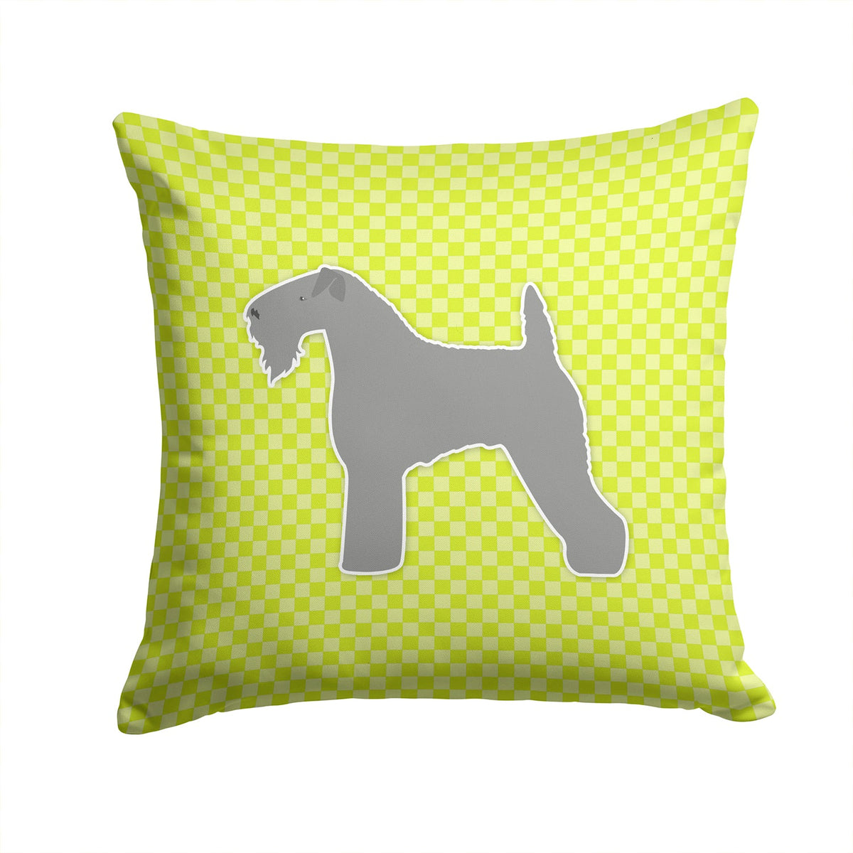Kerry Blue Terrier Checkerboard Green Decorative Throw Pillow 14x14 Indoor Outdoor Accent Cushion, Fabric Cover with Insert for Sofa, Bed, Porch & Living Room