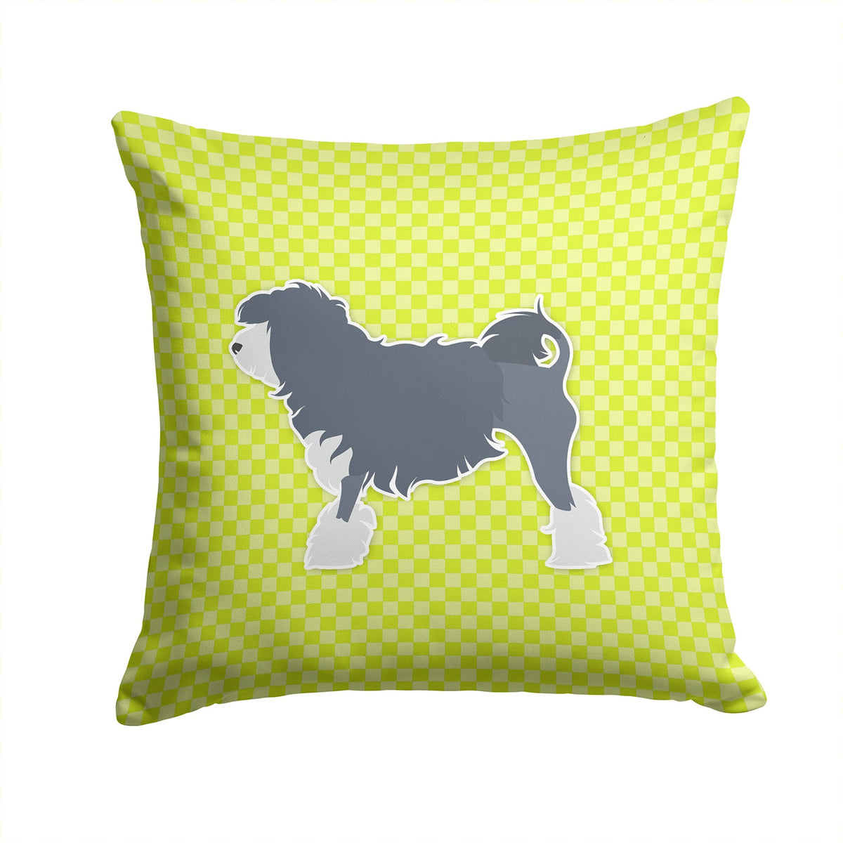 Lowchen Checkerboard Green Decorative Throw Pillow 14x14 Indoor Outdoor Accent Cushion, Fabric Cover with Insert for Sofa, Bed, Porch & Living Room
