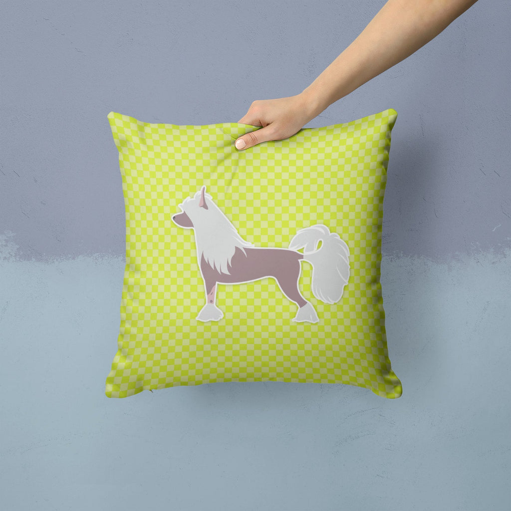Chinese Crested Checkerboard Green Decorative Throw Pillow 14x14 Indoor Outdoor Accent Cushion, Fabric Cover with Insert for Sofa, Bed, Porch & Living Room