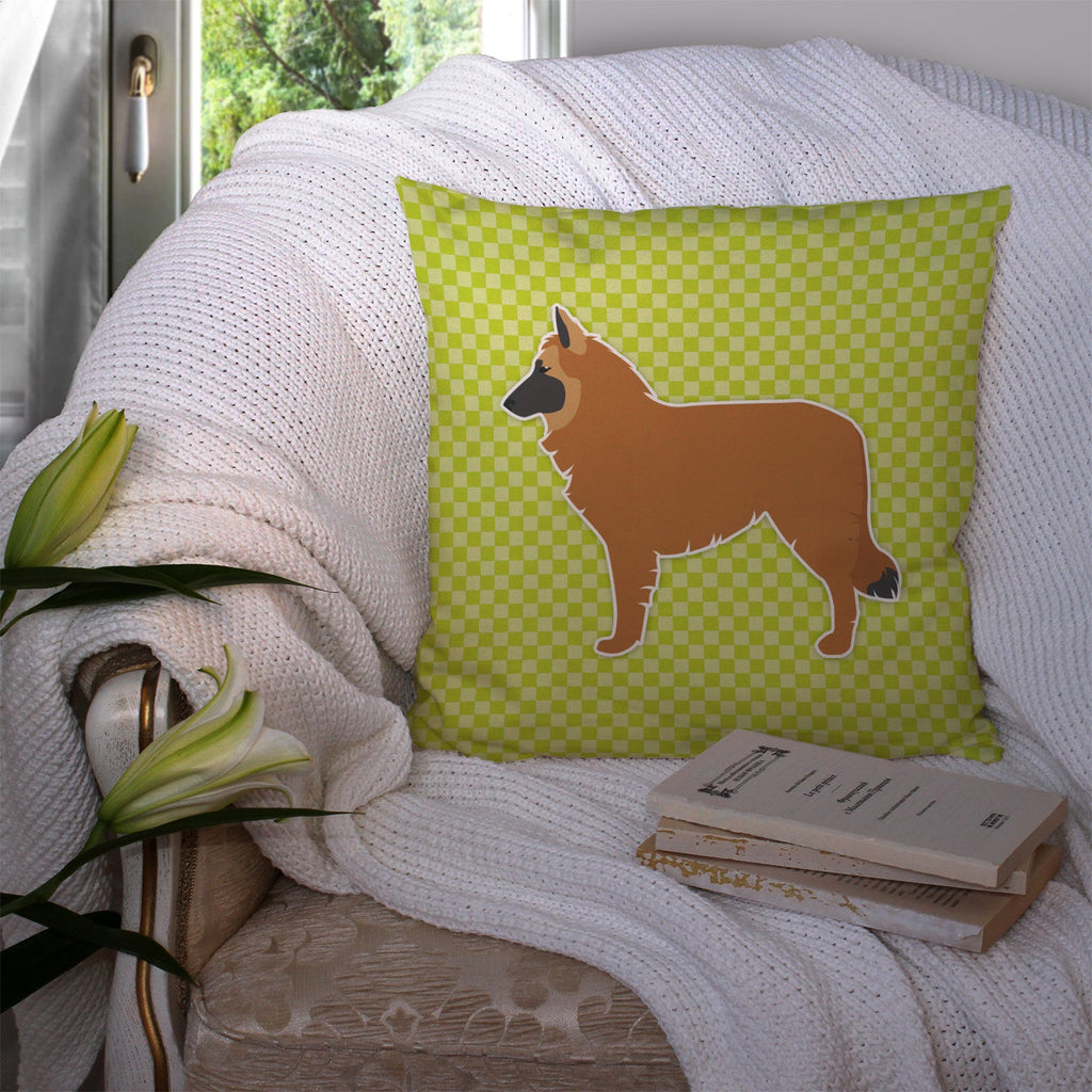 Belgian Shepherd Checkerboard Green Decorative Throw Pillow 14x14 Indoor Outdoor Accent Cushion, Fabric Cover with Insert for Sofa, Bed, Porch & Living Room