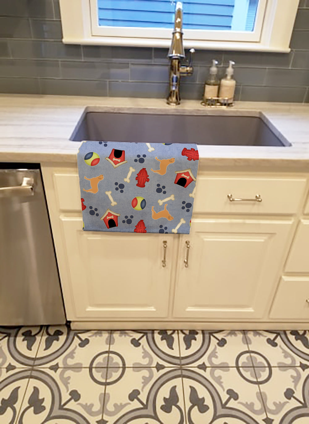 Fila Brasileiro Dog House Collection Kitchen Towel Velour Plush Front and Cotton Loop Back Machine Washable
