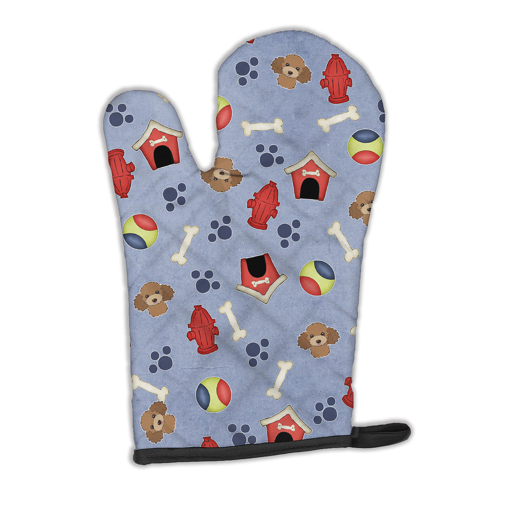 Dog House Collection Chocolate Brown Poodle Oven Mitt Heat Resistant Thick Oven Mitt for Hot Pans and Oven, Kitchen Mitt Protect Hands, Cooking Baking Glove
