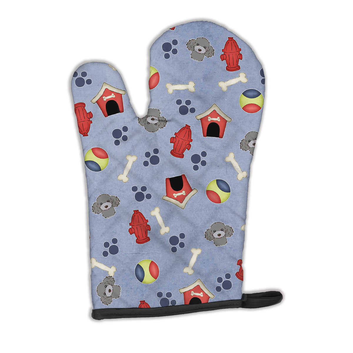 Dog House Collection Silver Gray Poodle Oven Mitt Heat Resistant Thick Oven Mitt for Hot Pans and Oven, Kitchen Mitt Protect Hands, Cooking Baking Glove