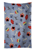 Dog House Collection Blue Natural Great Dane Kitchen Towel Velour Plush Front and Cotton Loop Back Machine Washable