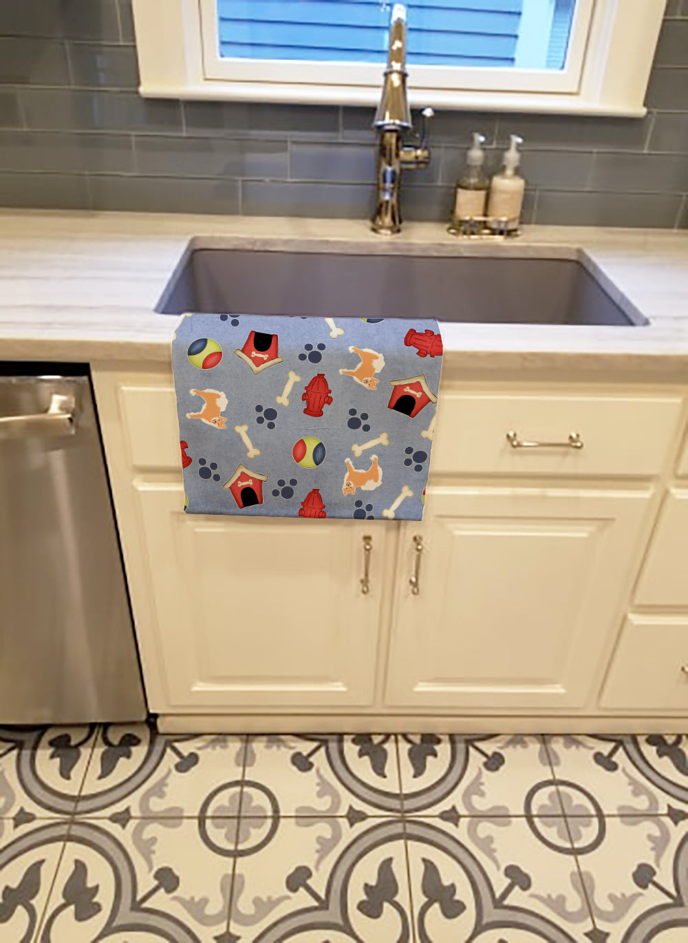 Dog House Collection Icelandic Shepherd Kitchen Towel Velour Plush Front and Cotton Loop Back Machine Washable