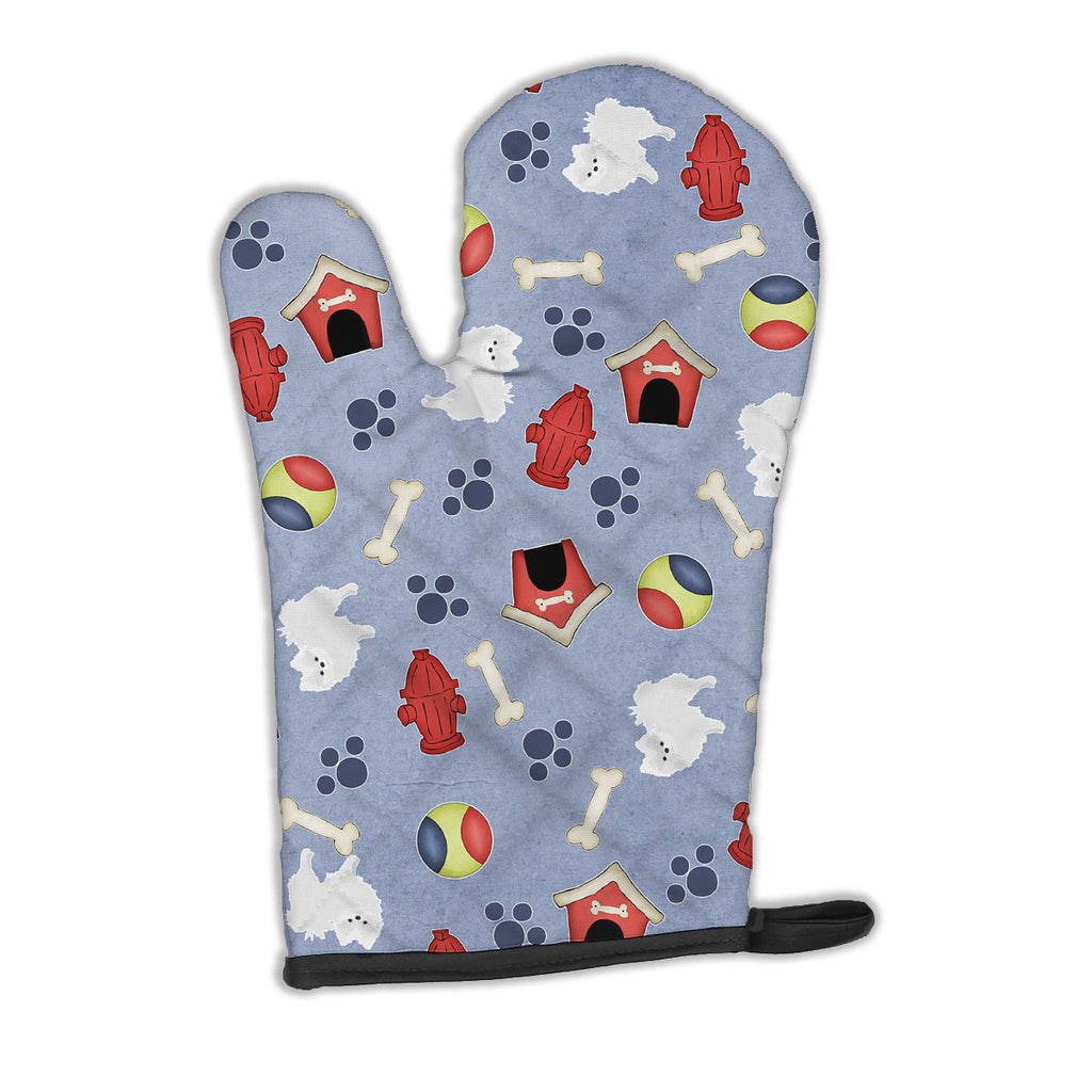 Dog House Collection White Pomeranian Oven Mitt Heat Resistant Thick Oven Mitt for Hot Pans and Oven, Kitchen Mitt Protect Hands, Cooking Baking Glove
