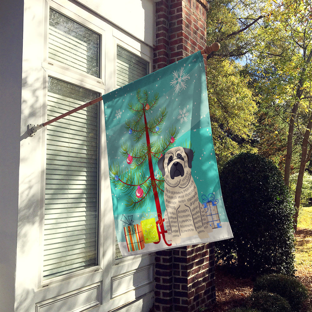 Merry Christmas Tree Mastiff Brindle White House Flag 28x40 Porch Sleeve Pole Decorative Outside Yard Banner Artwork Wall Hanging, Polyester
