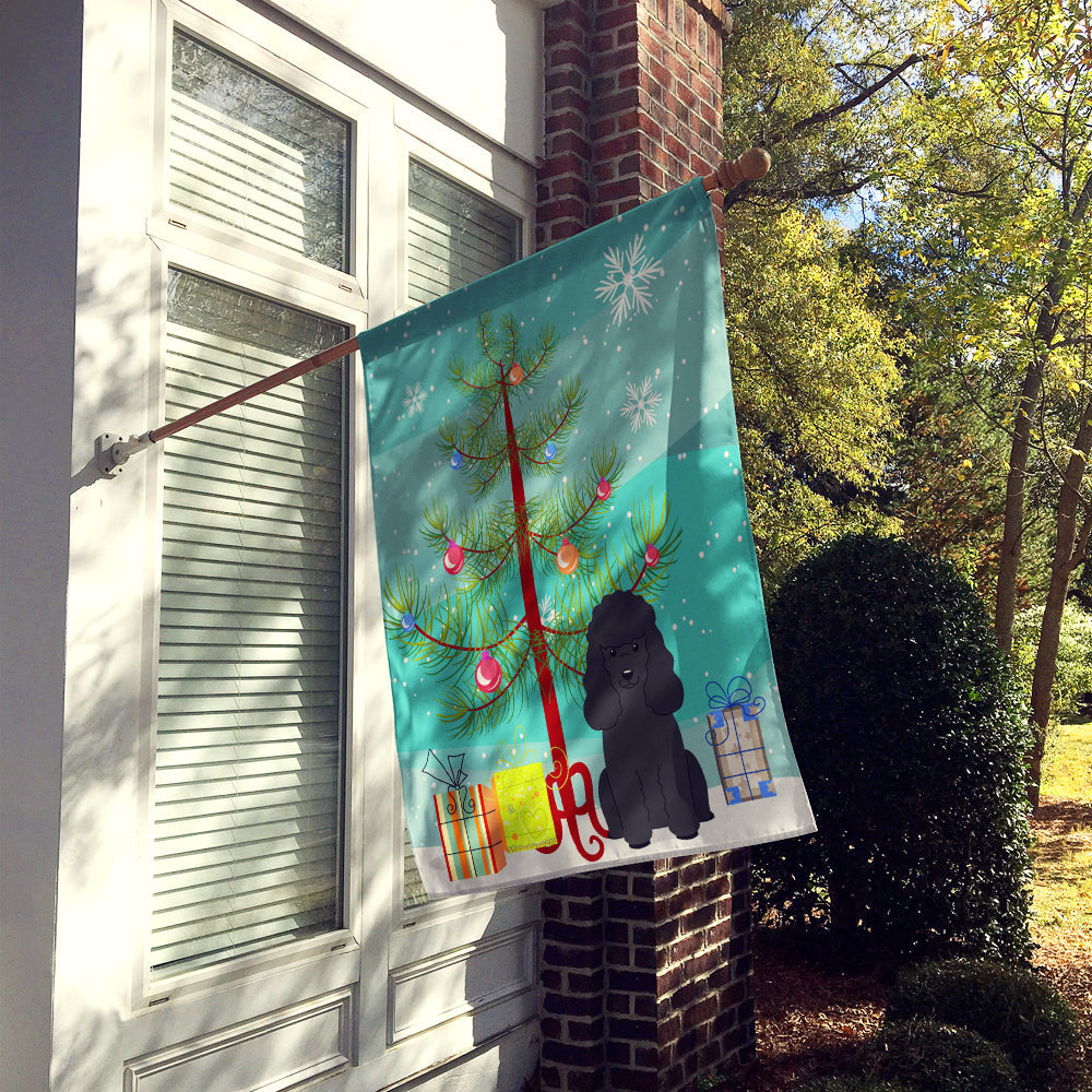 Merry Christmas Tree Poodle Black House Flag 28x40 Porch Sleeve Pole Decorative Outside Yard Banner Artwork Wall Hanging, Polyester