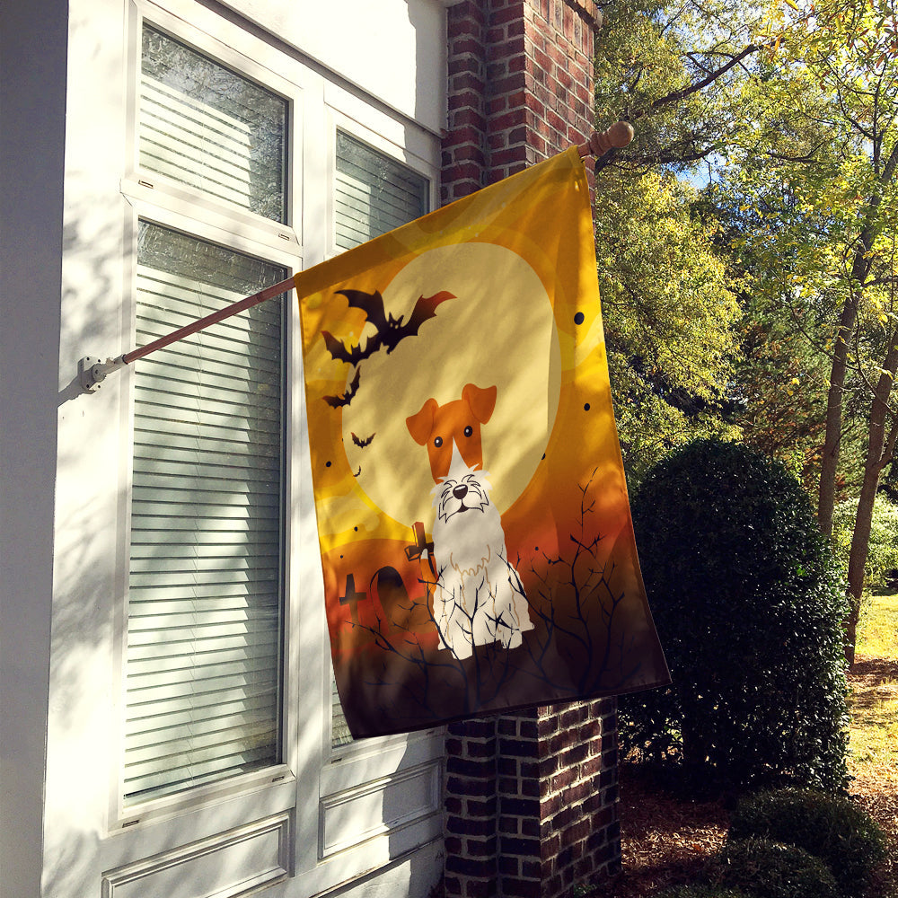 Halloween Wire Fox Terrier House Flag 28x40 Porch Sleeve Pole Decorative Outside Yard Banner Artwork Wall Hanging, Polyester