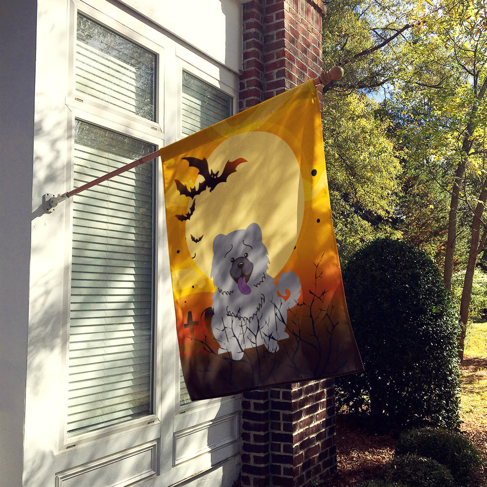Halloween Chow Chow Blue House Flag 28x40 Porch Sleeve Pole Decorative Outside Yard Banner Artwork Wall Hanging, Polyester