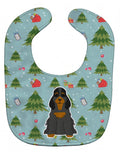 Christmas Cocker Spaniel Black Tan Baby Bib Easy-Clean Baby Bib Baby Feeding Accessory Baby Mealtime Essential, 10 x 13, Multicolor