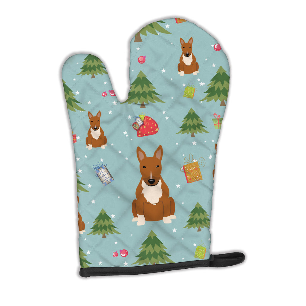 Christmas Bull Terrier Red Oven Mitt Heat Resistant Thick Oven Mitt for Hot Pans and Oven, Kitchen Mitt Protect Hands, Cooking Baking Glove