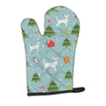 Christmas White Chihuahua Oven Mitt Heat Resistant Thick Oven Mitt for Hot Pans and Oven, Kitchen Mitt Protect Hands, Cooking Baking Glove