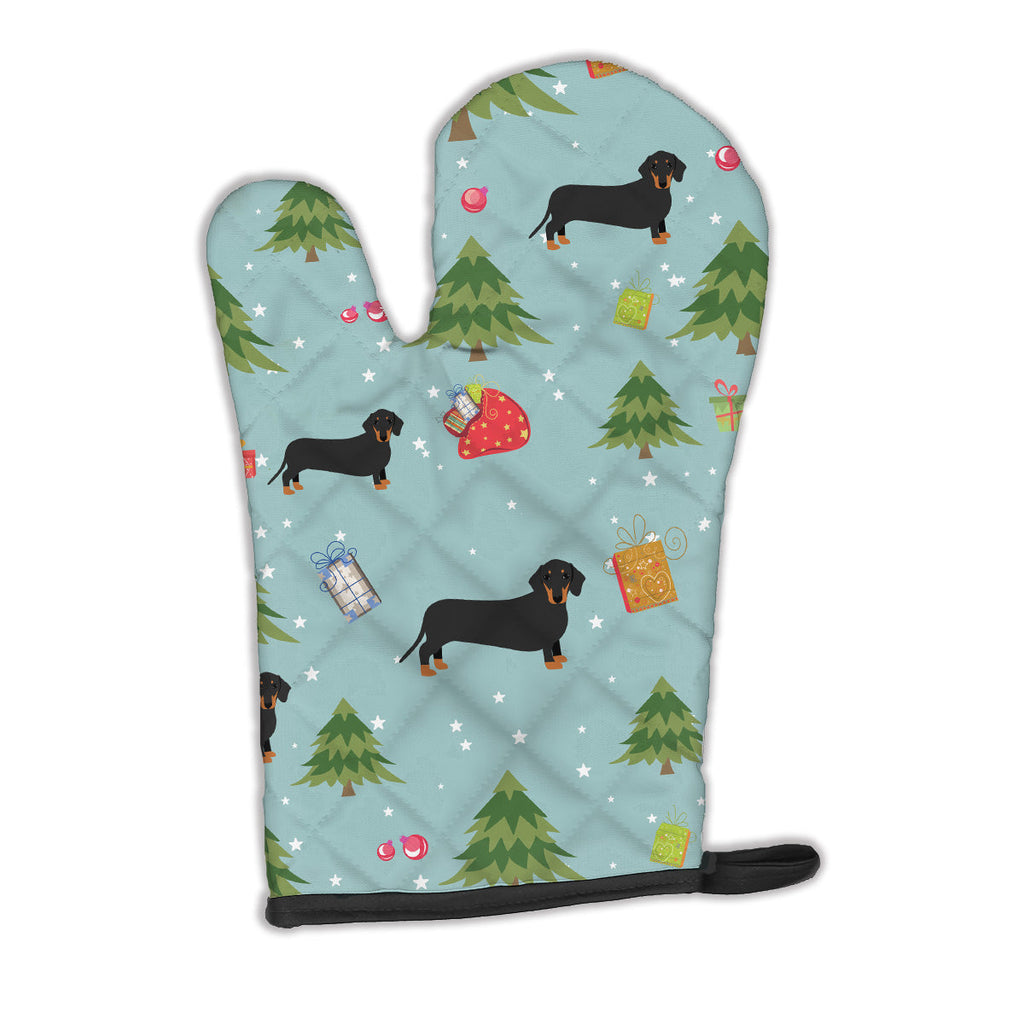 Christmas Black Tan Dachshund Oven Mitt Heat Resistant Thick Oven Mitt for Hot Pans and Oven, Kitchen Mitt Protect Hands, Cooking Baking Glove