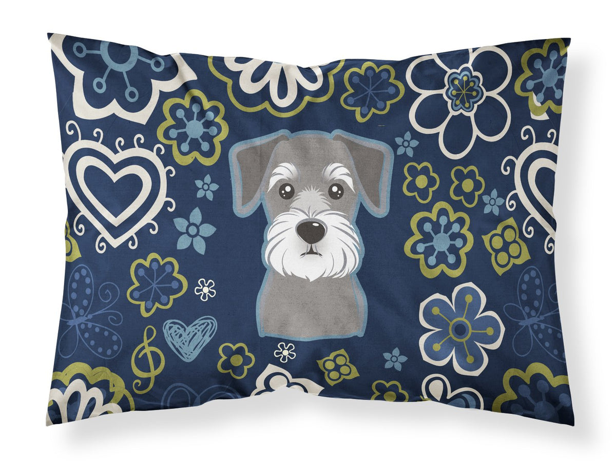 Blue Flowers Schnauzer Standard Pillowcase Lightweight Super Soft Easy Care Decorative Artwork Pillowcase, Standard