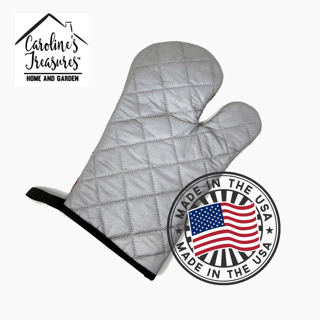 Blue Flowers Min Pin Oven Mitt Heat Resistant Thick Oven Mitt for Hot Pans and Oven, Kitchen Mitt Protect Hands, Cooking Baking Glove
