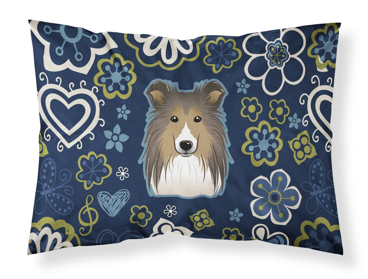 Blue Flowers Sheltie Standard Pillowcase Lightweight Super Soft Easy Care Decorative Artwork Pillowcase, Standard