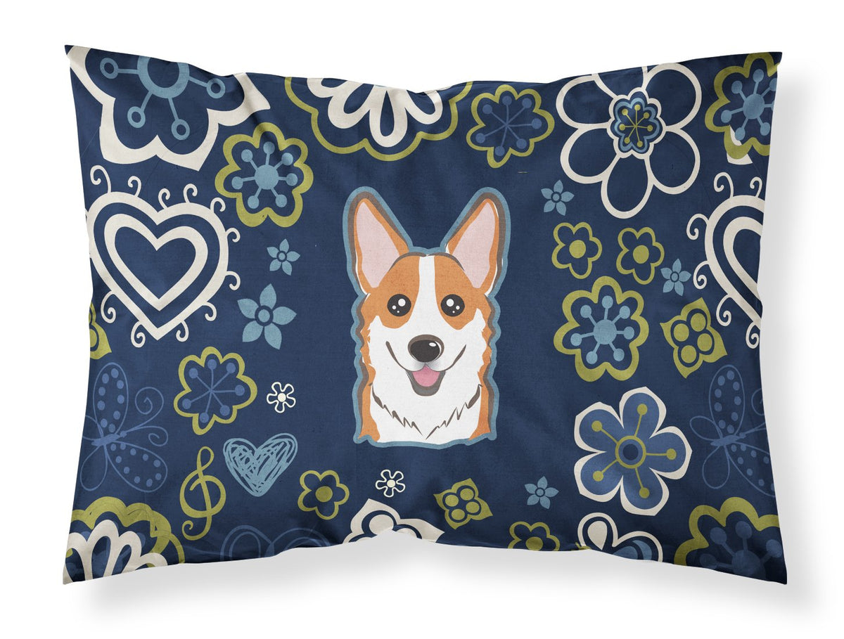 Blue Flowers Red Corgi Standard Pillowcase Lightweight Super Soft Easy Care Decorative Artwork Pillowcase, Standard