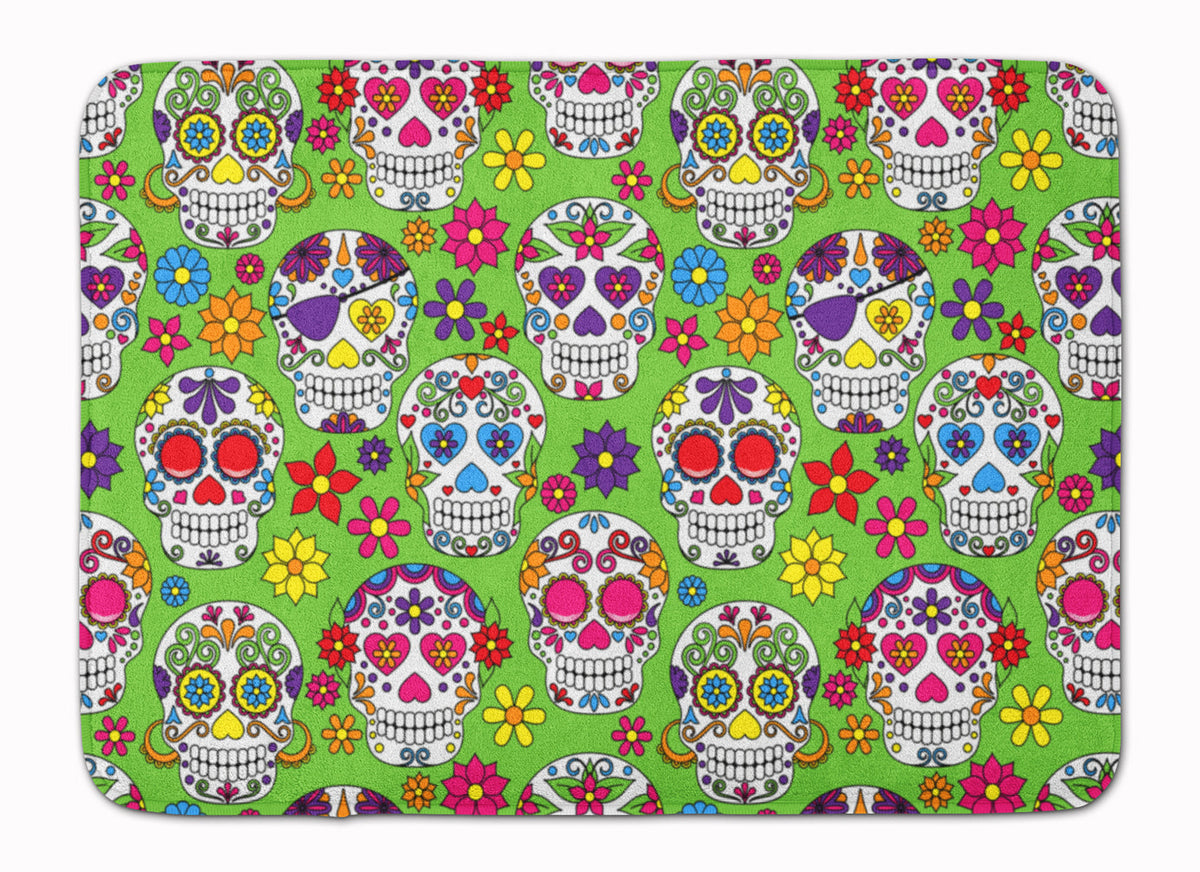 Day of the Dead Green Memory Foam Kitchen Mat Machine Washable Anti-Fatigue Cushion Comfort Bath or Kitchen Rug