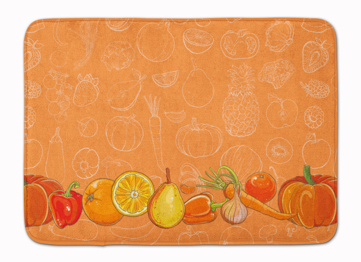 Fruits and Vegetables in Orange Memory Foam Kitchen Mat Machine Washable Anti-Fatigue Cushion Comfort Bath or Kitchen Rug