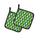 Pears on Green Pot Holder Set of 2 Heat Resistant Quilted Hot Pads 7.5 x 7.5 Inch, Insulated Kitchen Trivets for Cooking & Baking