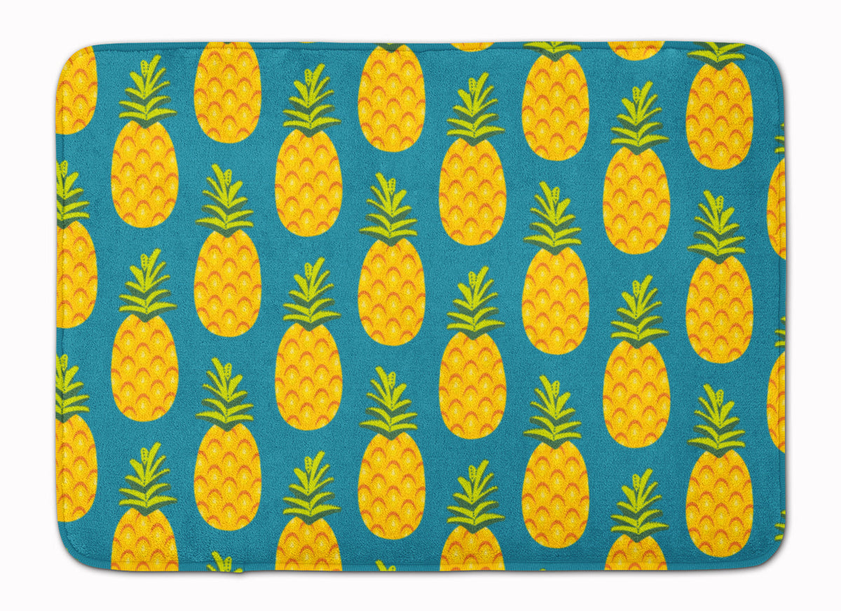 Pineapples on Teal Memory Foam Kitchen Mat Machine Washable Anti-Fatigue Cushion Comfort Bath or Kitchen Rug