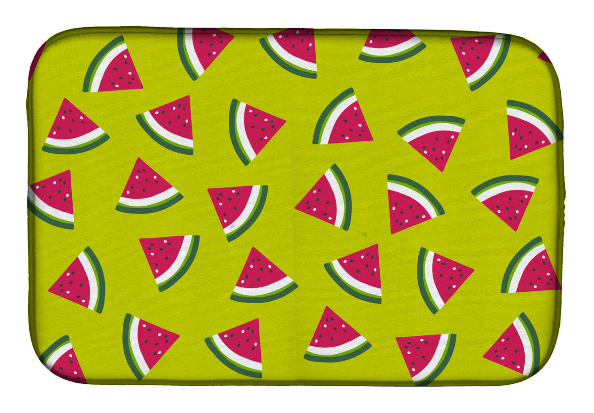 Watermelon on Lime Green Dish Drying Mat Absorbent Dish Drying Mat Pad for Kitchen Counter Dish Drainer Mat for Countertop, 14 x 21", Multicolor