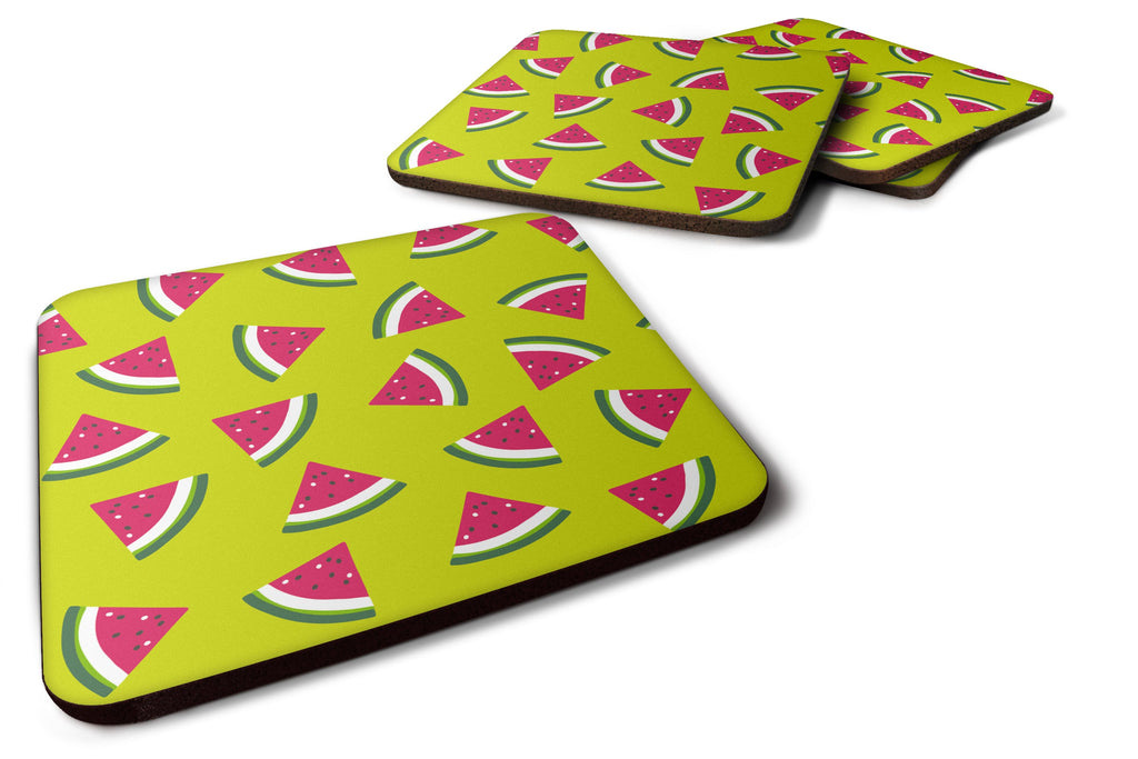 Watermelon on Lime Green Foam Coasters Set of 4 Cup Coasters for Indoor Outdoor, Tabletop Protection, Anti Slip, Mouse pad Material