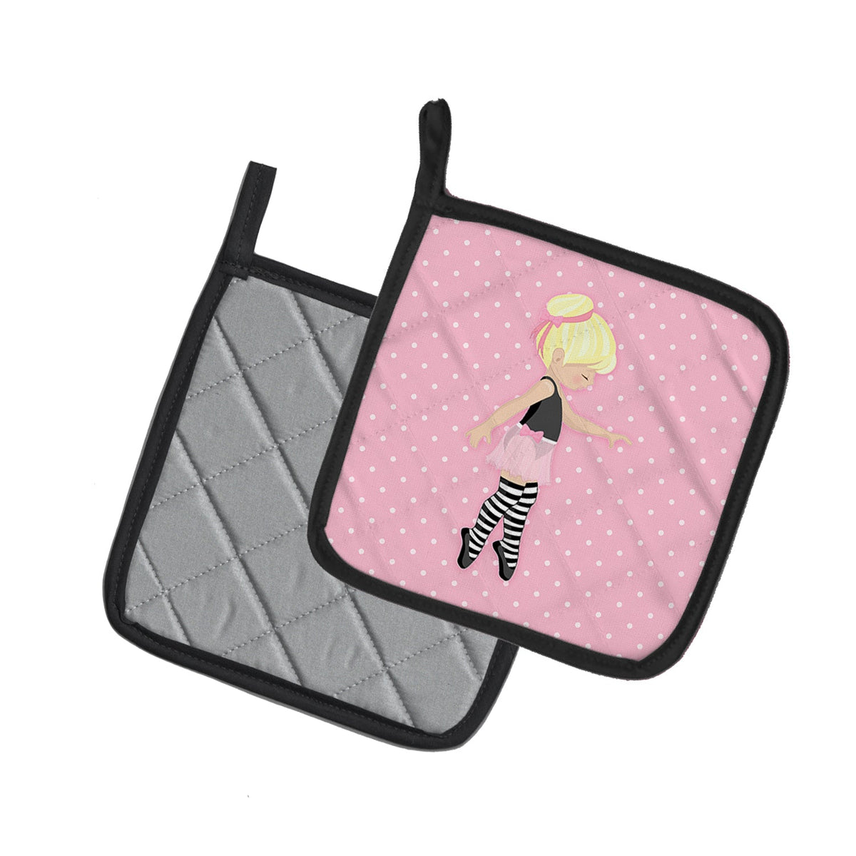 Ballerina Blonde Releve Pot Holder Set of 2 Heat Resistant Quilted Hot Pads 7.5 x 7.5 Inch, Insulated Kitchen Trivets for Cooking & Baking