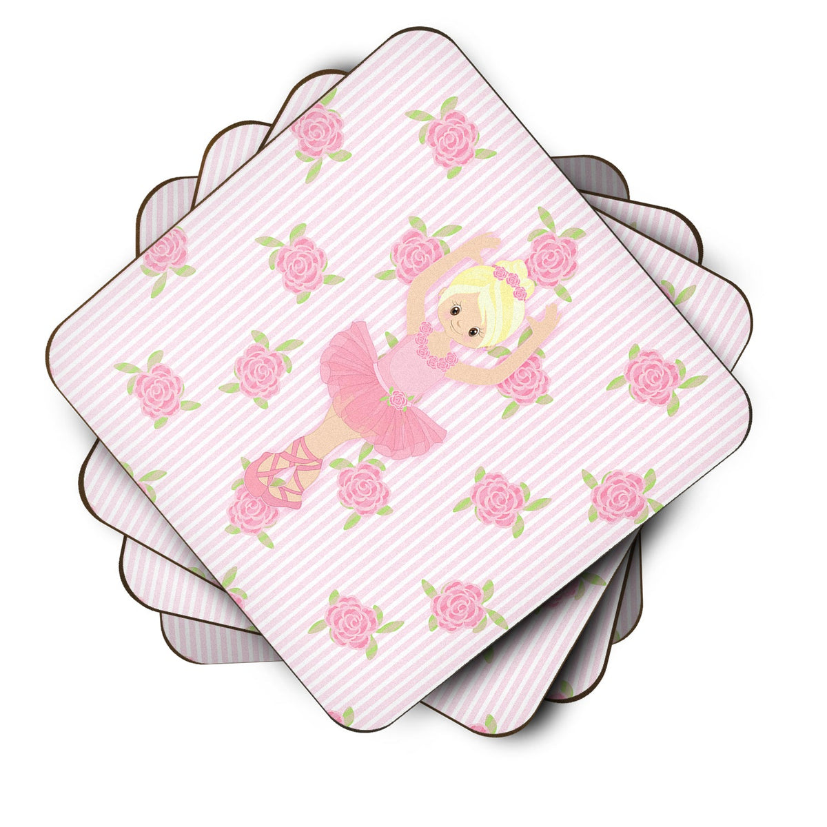 Ballerina Blonde Front Pose Foam Coasters Set of 4 Cup Coasters for Indoor Outdoor, Tabletop Protection, Anti Slip, Mouse pad Material