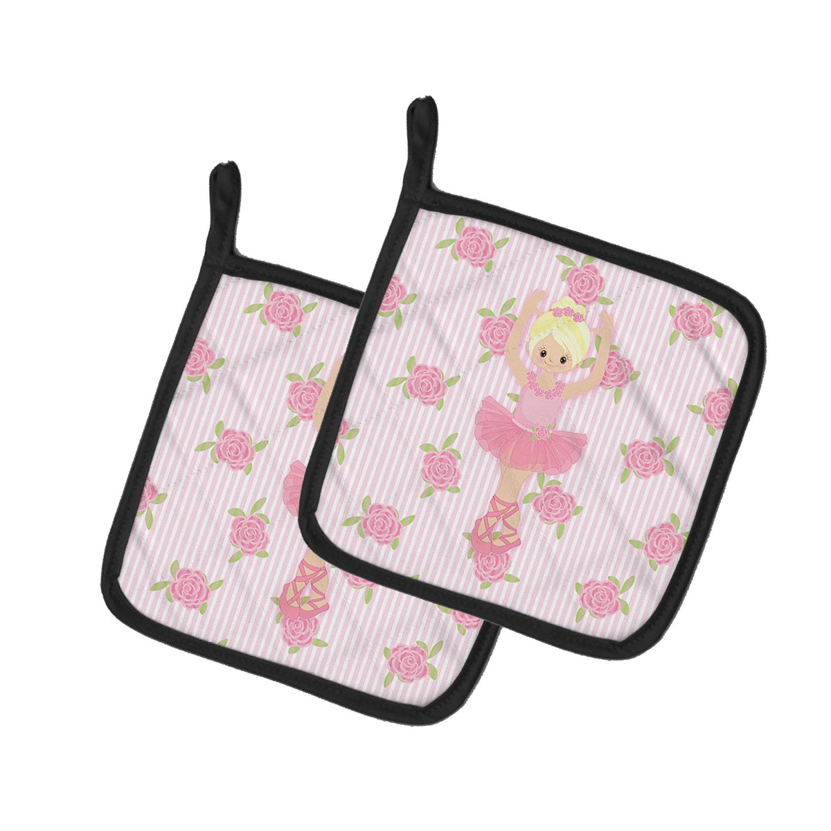 Ballerina Blonde Front Pose Pot Holder Set of 2 Heat Resistant Quilted Hot Pads 7.5 x 7.5 Inch, Insulated Kitchen Trivets for Cooking & Baking