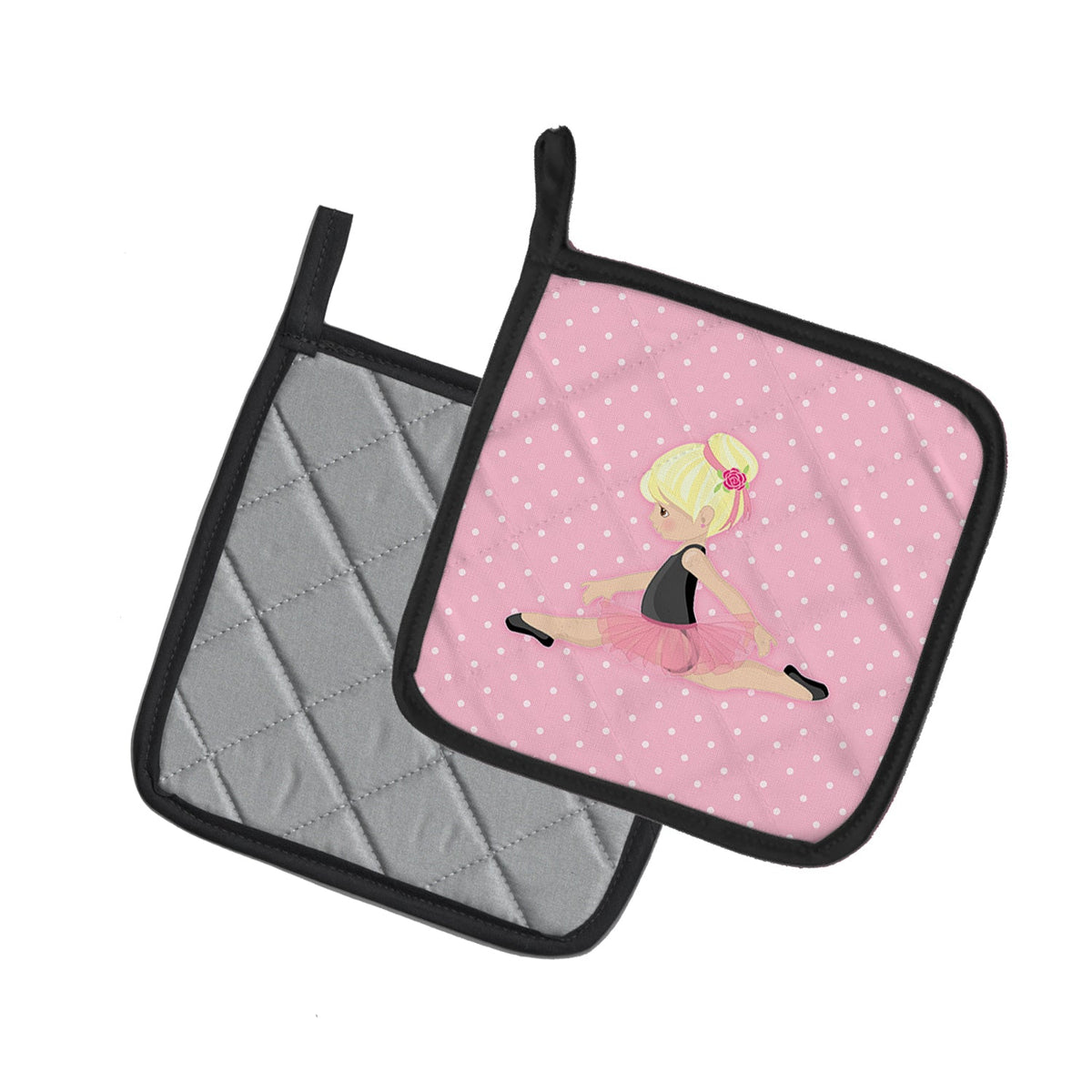 Ballerina Blonde Jete Pot Holder Set of 2 Heat Resistant Quilted Hot Pads 7.5 x 7.5 Inch, Insulated Kitchen Trivets for Cooking & Baking