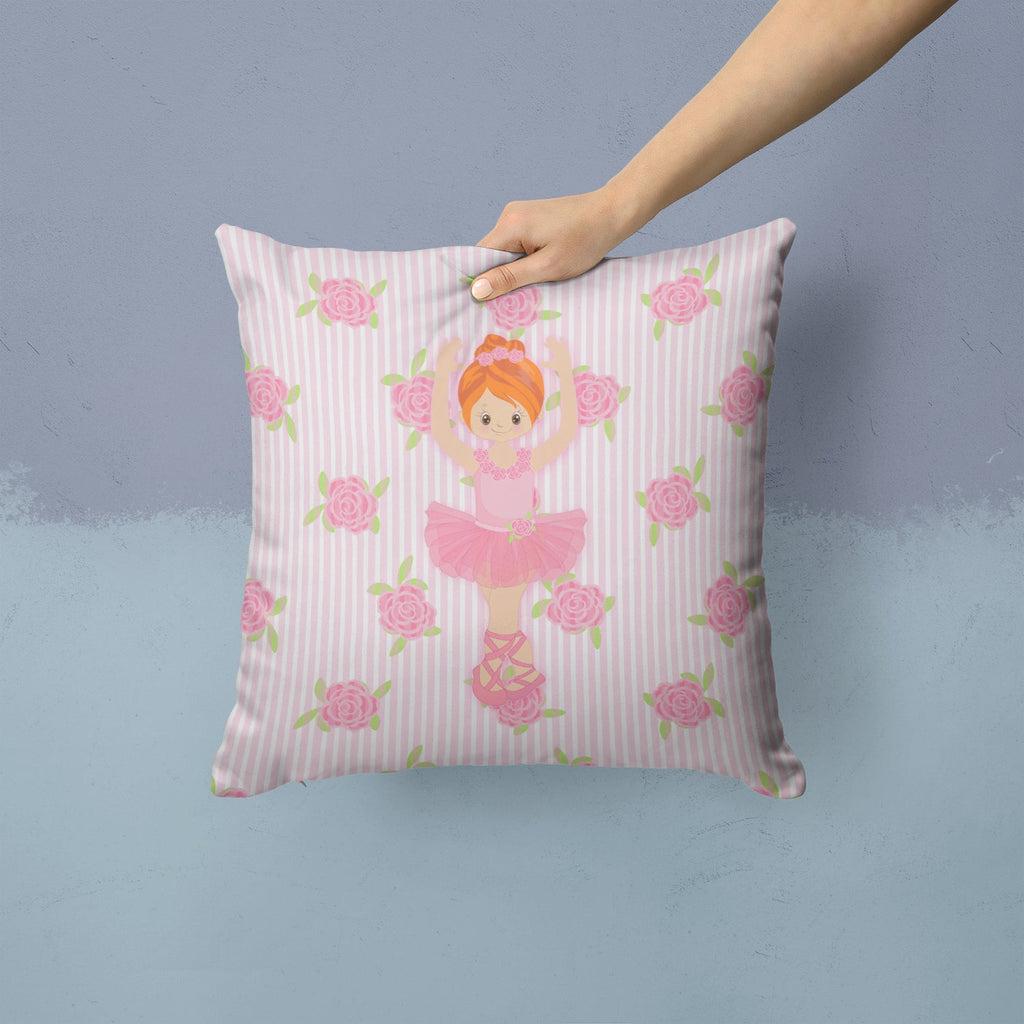 Ballerina Red Front Pose Decorative Throw Pillow 14x14 Indoor Outdoor Accent Cushion, Fabric Cover with Insert for Sofa, Bed, Porch & Living Room